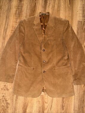 Mens Circle S brown Corduroy Western Blazer Sport Coat 42R  Single-Breasted EUC
